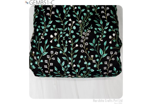 Wedding Dress Sea Green Floral Embroidered Fabric by the yard Sewing DIY Crafting Indian Embroidery Costumes Home Furnishing Fabric